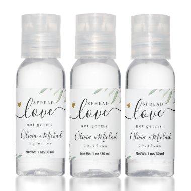 Spread Love Not Germ Greenery Wedding Favor Hand Hand Sanitizer