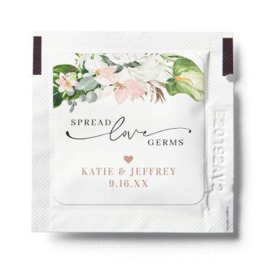 Spread Love Not Germs | Blush Pink Floral Wedding Hand Sanitizer Packet