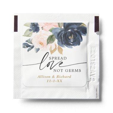 Spread love not germs blush pink navy gold wedding hand sanitizer packet