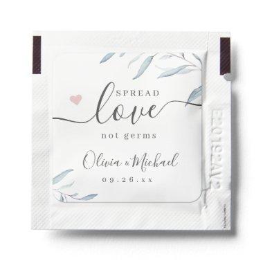 Spread Love not germs dusty blue wedding favors Ha Hand Sanitizer Packet