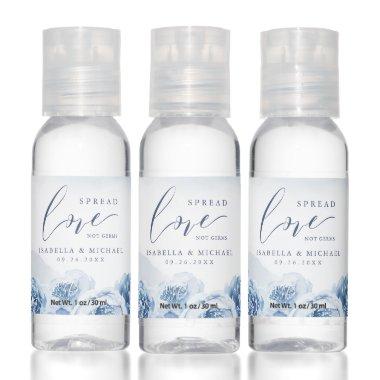 Spread Love not germs elegant blue floral wedding Hand Sanitizer