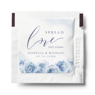 Spread Love not germs elegant blue floral wedding Hand Sanitizer Packet