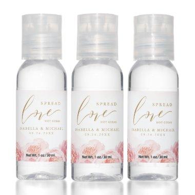 Spread Love not germs elegant pink floral wedding Hand Sanitizer