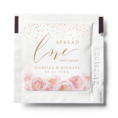 Spread Love not germs elegant pink floral wedding Hand Sanitizer Packet
