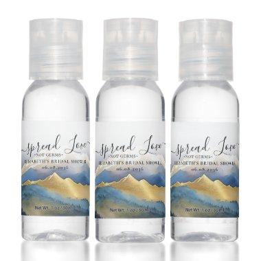 Spread Love Not Germs Gold Mountains Bridal Shower Hand Sanitizer