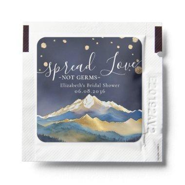 Spread Love Not Germs Gold Mountains Bridal Shower Hand Sanitizer Packet