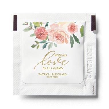 Spread Love Not Germs Peach Floral Wedding Hand Sanitizer Packet