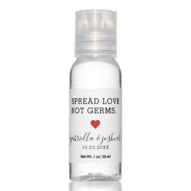 Spread Love Not Germs Personalized Wedding Favor Hand Sanitizer