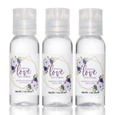 Spread Love Not Germs Purple Floral Wedding Hand Sanitizer