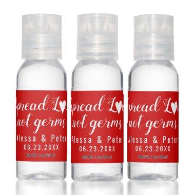 Spread love not germs red wedding favor hand sanitizer