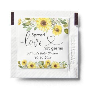 Spread love not germs watercolor yellow sunflowers hand sanitizer packet