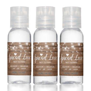 Spread Love Rustic Wood Twinkle Lights Wedding Hand Sanitizer