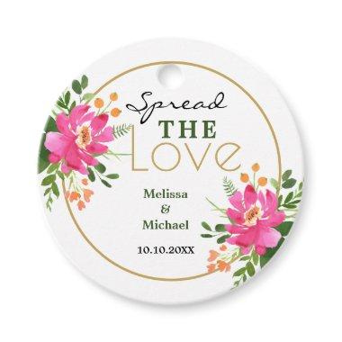 Spread the Love Pink Floral Wedding Favor Tags