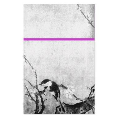 SPRING BIRD AND FLOWER TREE Black White Purple Stationery