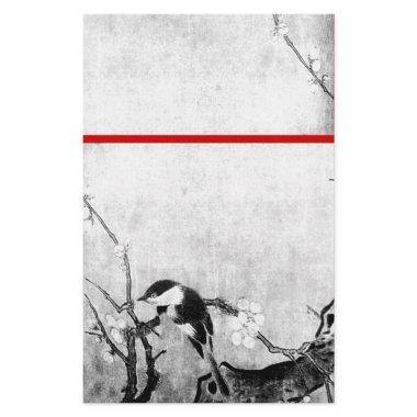 SPRING BIRD AND FLOWER TREE Black White Red Stationery