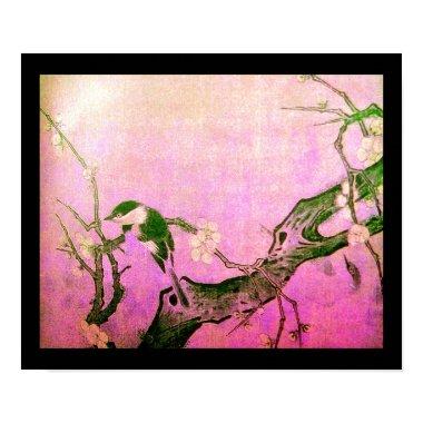 SPRING BIRD AND FLOWER TREE Pink Fuchsia Poster