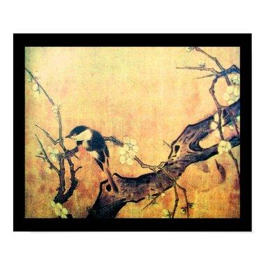 SPRING BIRD AND FLOWER TREE Yellow Brown Black Poster