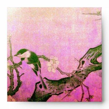 SPRING BIRD ANF FLOWER TREE Pink Fuchsia Envelope