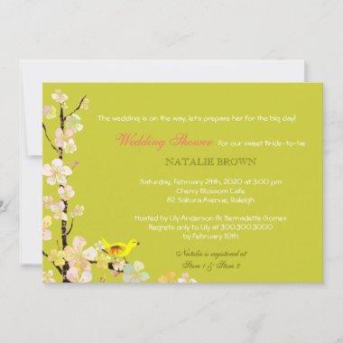 Spring Bird Green Wedding Bridal Shower Invitations