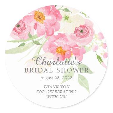 Spring Blossoms Floral Bridal Shower Classic Round Sticker