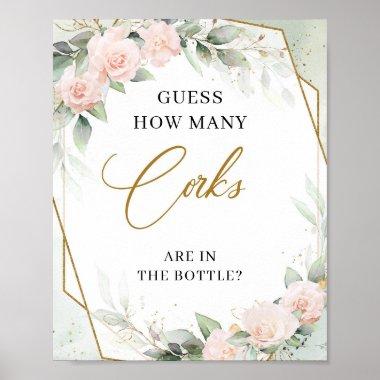 Spring Blush floral How many corks in the bottle Poster