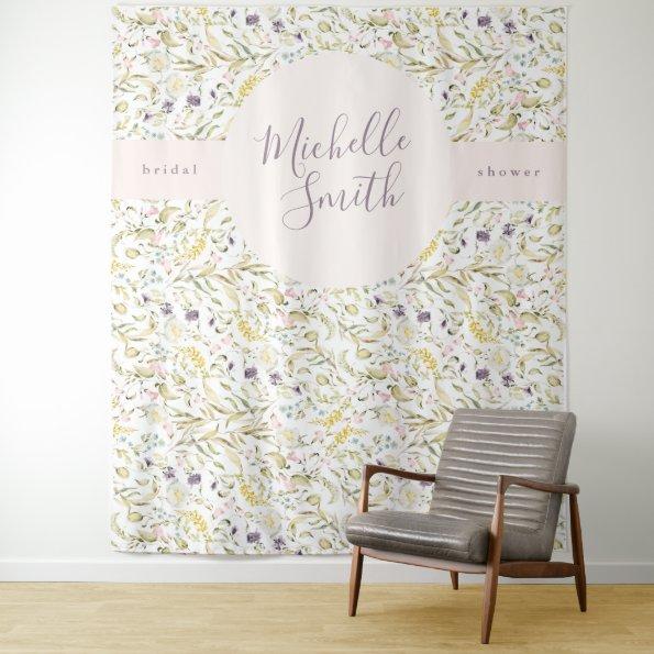 Spring Boho Wildflower Pampas  Banner Tapestry