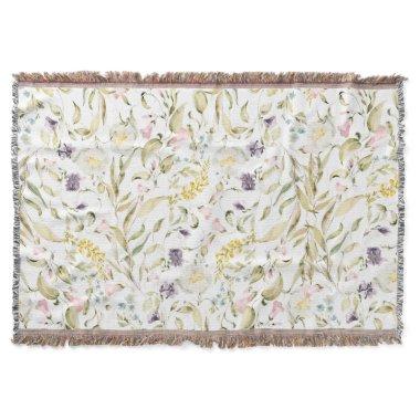 Spring Boho Wildflower Pampas Wedding Throw Blanket