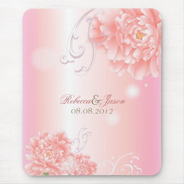 Spring Botanical pink peony wedding Mouse Pad