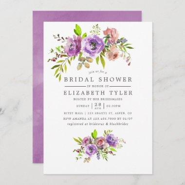 Spring Bridal Shower Watercolor Floral Invitations