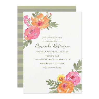 Spring Bridal Shower watercolor flowers invite