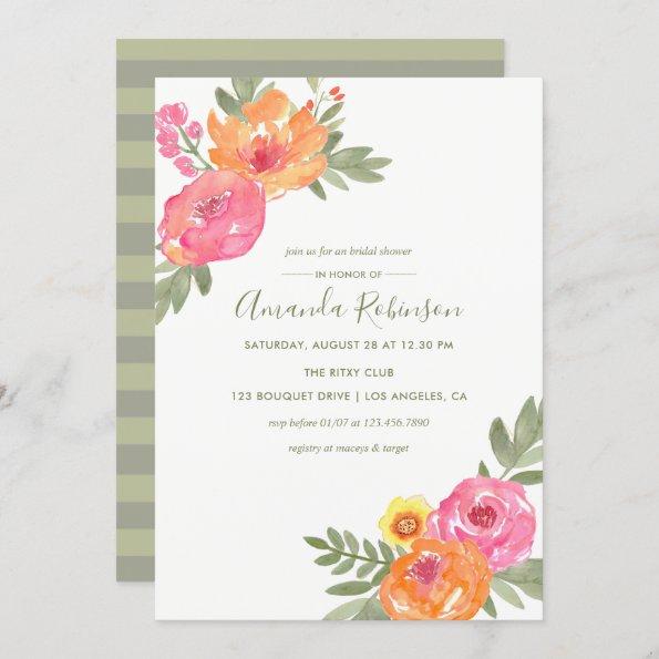 Spring Bridal Shower watercolor flowers invite
