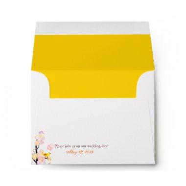 Spring Cherry Blossom Bird Wedding Envelope