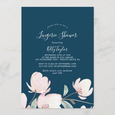 Spring Cherry Blossom | Navy Lingerie Shower Invitations