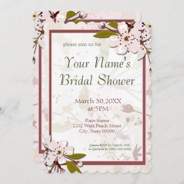 Spring Cherry Blossoms Bridal Shower Invitations