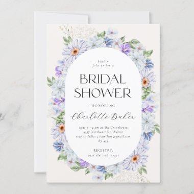 Spring Colorful Flowers Lila Purple Bridal Shower Invitations