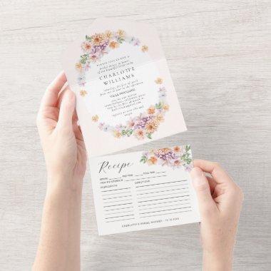 Spring Colorful Flowers Romantic Bridal Shower All In One Invitations