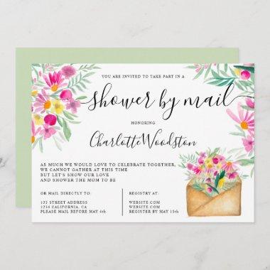Spring cute floral watercolor baby shower by mail Invitations