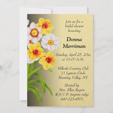 Spring Daffodil Bouquet Bridal Shower Invitations