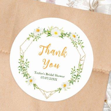 Spring Daisies Floral  Thank You Classic Round Sticker
