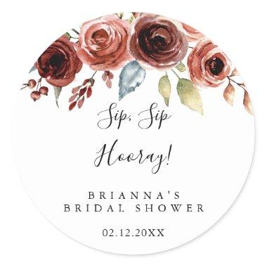 Spring Elegant Floral Sip Sip Hooray  Classic Round Sticker