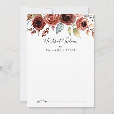 Spring Elegant Floral Wedding Words of Wisdom Advice Card