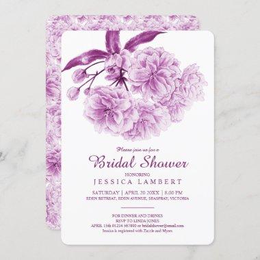 Spring floral blossom purple mauve bridal shower Invitations