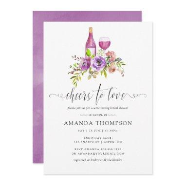 Spring Floral Bridal Shower Wine Tasting Invitations