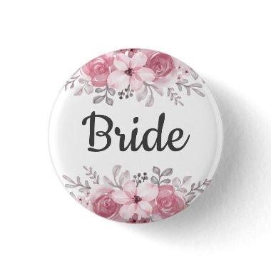 Spring Floral bride wedding Button