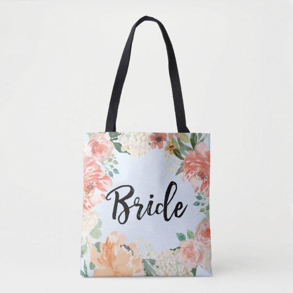 Spring Floral Personalized Bride Tote Bag