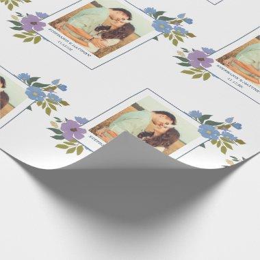 Spring Floral Photo Frame Personalized Wedding Wrapping Paper
