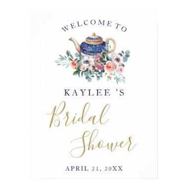 Spring floral teapot  welcome sign