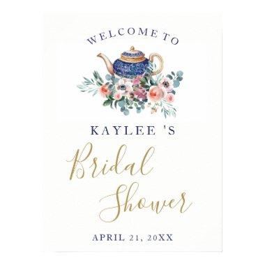 Spring floral teapot Bridal Shower welcome sign