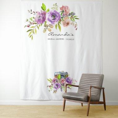Spring Floral Watercolor Bridal Shower Photo Booth Tapestry