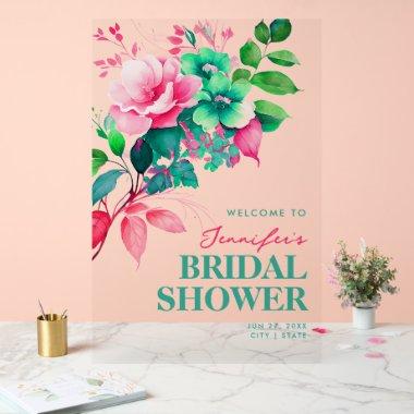Spring Floral Watercolor  Welcome Acrylic Sign